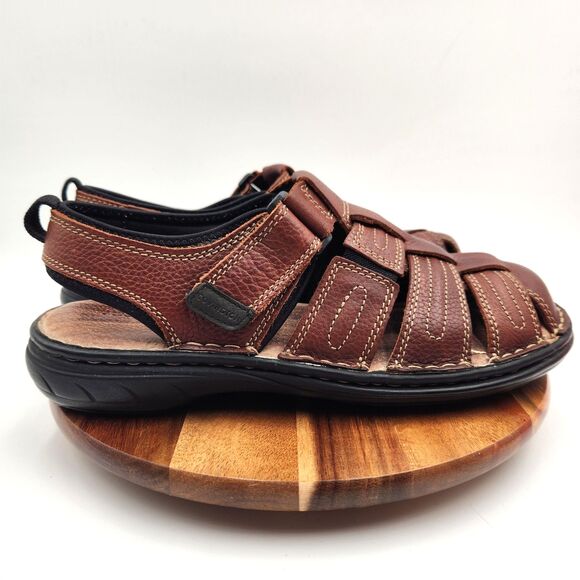 Covington Fisherman Sandals Men 10M Brown Leather Comfort Closed Toe Ankle Strap - Picture 1 of 11